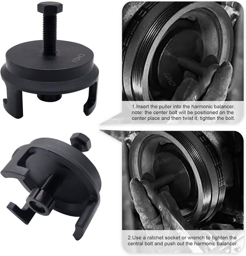 CHGJ LS Harmonic Balancer Puller & Crank Puller,CNC Precision Machined from Solid Steel Billet,Compatible with GM Chrysler Jeep Dodge, 25264 Crank Pulley Removal Tool ﻿ - Image 5